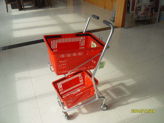 Cina Small Shop Use Shopping Basket Trolley With 4 Swivel 3 Inch PVC Casters pabrik