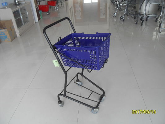 Cina Small Shop 4 Wheel Shopping Cart , Logo Shopping Basket With Wheels pabrik