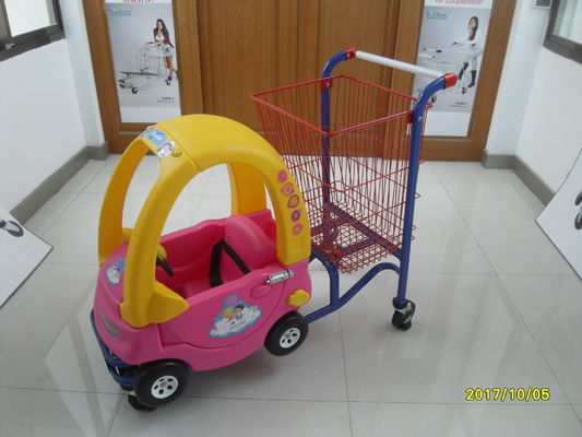 Cina 95L Low Carbon Steel / Plastic Children Shopping Cart With Red Powder Coating pabrik