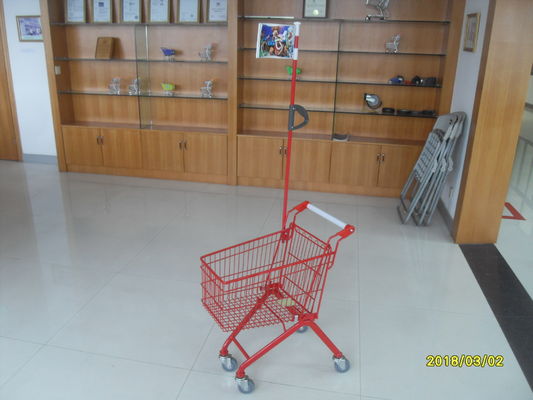 Cina Lapisan Serbuk Hijau 33 Liter Metal Kids Shopping Carts With Flag pabrik