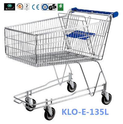 Cina 4 Wheeled 135L Metal Wire UK Daftar Belanja Dengan Perlengkapan Bayi / Supermarket pabrik