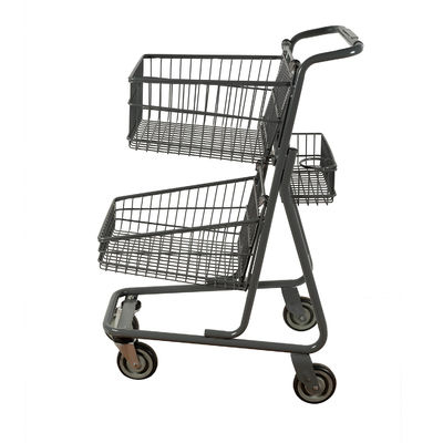Keranjang Belanja Supermarket 80L Keranjang Ganda Trolley Logam Besar