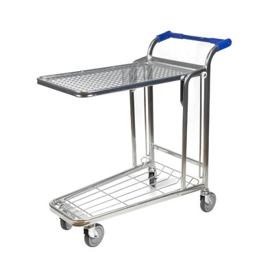 Steel Flatbed Double Deck Trolley 200kg Bearing Warehouse Trolley Cart