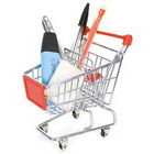 Cina Retail Shop Equipment heavy duty shopping cart with red plastic advertisement board perusahaan