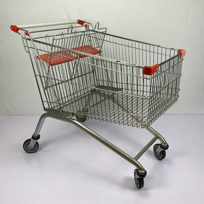 Beli Trolley Supermarket Gaya Eropa 275L Membawa Gerobak Logam Berkapasitas Besar Dengan Kursi Anak Lipat Ganda online manufacture