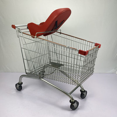 Beli 240L Trolley Belanja Logam Gaya Supermarket Eropa Dengan Keranjang Penyimpanan Kapasitas Besar Dan Kursi Lounge Bayi online manufacture