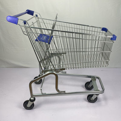 Beli Gaya Jerman 150L Kapasitas Besar Grocery One-Stop Shopping Supermarket Steel Trolley PU Wheels Dengan Bagian Plastik Biru online manufacture