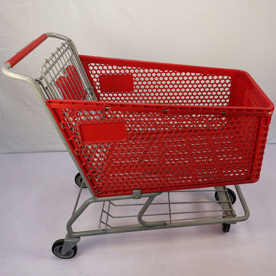 Beli Keranjang Belanja Semi Plastik Merah 175L Dengan Keranjang Belanja Roda TPU 5 