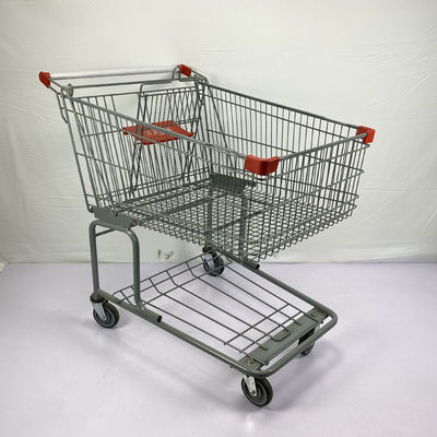 Beli 175L Big Basket Metal Wire Shopping Trolley Dengan Rangka Bawah TPR TPU Wheels online manufacture