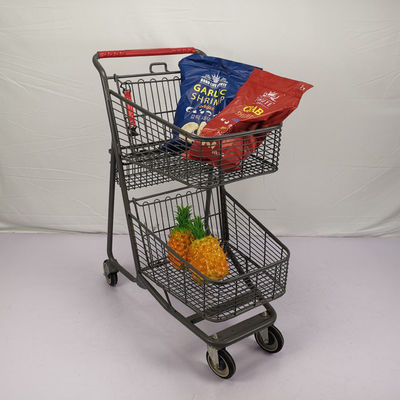 Beli CE Keranjang Belanja Abu-abu yang Dapat Disesuaikan Trolley Chain Supermarket Grocery Cart Dengan Roda PU 4'' online manufacture