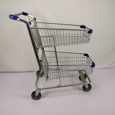 Beli Keranjang Belanja Layanan Publik Trolley Q195 Steel Double Basket Cart online manufacture