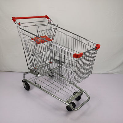 Beli 210L Big Basket Supermarket Trolley Cart Dapat Disesuaikan Dengan Kastor TPU / TPR 5