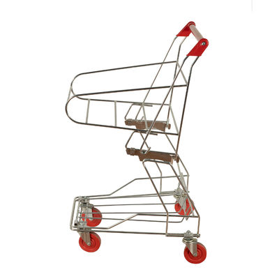 Beli Zinc Hand Push 4 Wheels Shopping Basket Trolley Powder Coating Dengan Printing Logo online manufacture