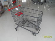 Cina Large Capacity 4 Wheel Supermarket Shopping Trolley With Red Handle perusahaan