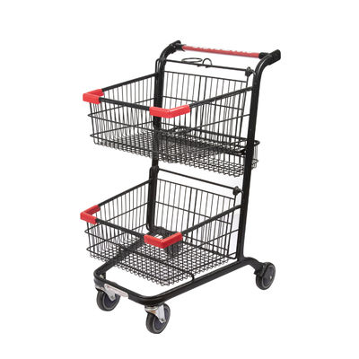 Beli Double Layer Baskets Supermarket Trolley Cart Toko Kelontong Trolley Belanja Ringan online manufacture