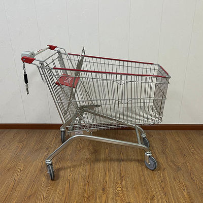 Beli 180L Grocery Galvanis Pasar Eropa Trolley Supermarket dengan Coin Lock online manufacture