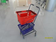 Merah / Biru Supermarket Shopping Trolley Dengan 4 Putar 3 Inch PVC Kastor