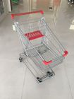 Cina 60L Grocery Store Cart, Wire Shopping Trolley Dengan 4 Roda Putar 4 Inch PU perusahaan