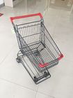 Base Grid 45L Wire Shopping Troli Supermarket Shopping Cart Red Handle Bar
