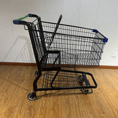 Beli Commercial Mesh Body Shopping Cart American Style Supermarket Trolley dengan Cup Holder pembuatan online