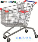 Supermarket Heavy Duty Besar UK Shopping Cart 115L Dengan Roda PU Putar 4x4 Inch
