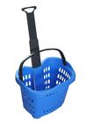Cina Colorful Plastic Rolling Shopping Basket With Wheels 55l , Plastic Shopping Trolley Baskets perusahaan