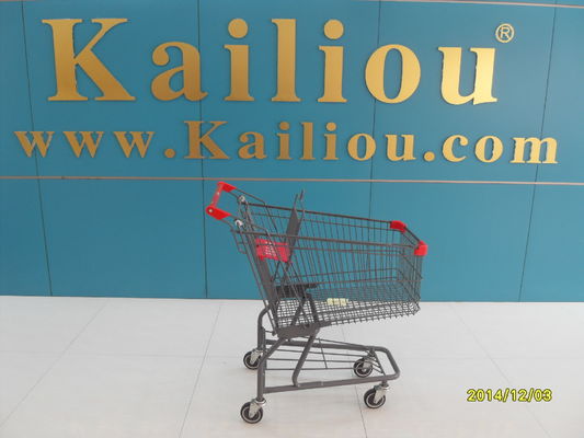 Cina American Style Metal Supermarket 4 wheel shopping trolley with grey powder coating pabrik