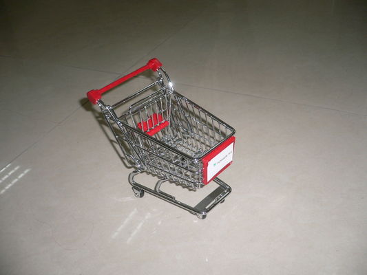 Cina Ecommerce Retail Shop Equipment / miniature shopping cart metal in chrome finish pabrik