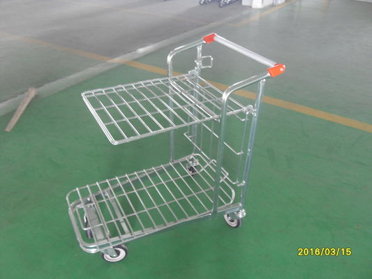 Cina Retail Store supermarket Warehouse Cargo Trolley with 5 inch swivel flat TPE casters pabrik