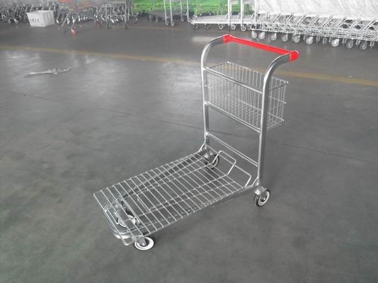 Cina Cargo Warehouse Trolley 4 Swivel flat casters with Platfrom and foldable baskets pabrik