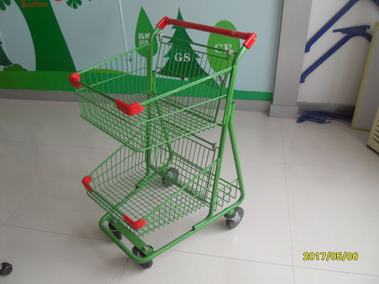 Cina Two Basket Grocery Shopping Trolley Wire Shopping Cart 656x521x1012mm pabrik