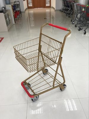 Cina 40L Folding Grocery Shopping Trolley, Singel Keranjang Supermarket Shopping Carts pabrik