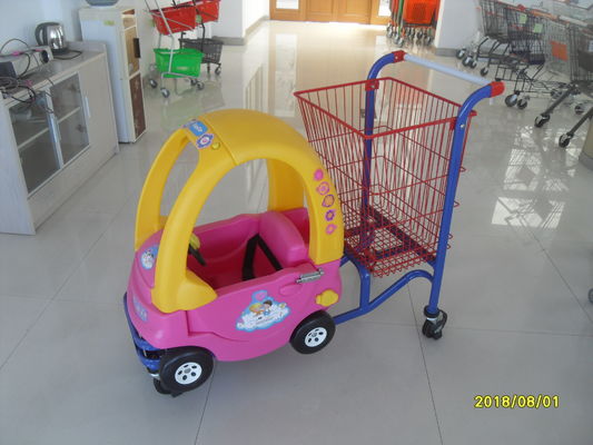 Bubuk Merah Dilapisi anak-anak keranjang belanja travelator kastor Dengan Mobil Mainan