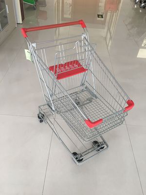 Cina 60L Grocery Store Cart, Wire Shopping Trolley Dengan 4 Roda Putar 4 Inch PU pabrik