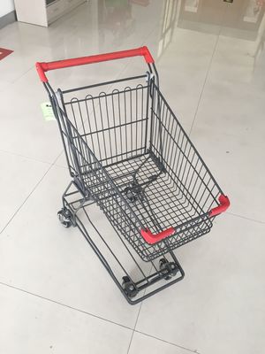 Cina Base Grid 45L Wire Shopping Troli Supermarket Shopping Cart Red Handle Bar pabrik