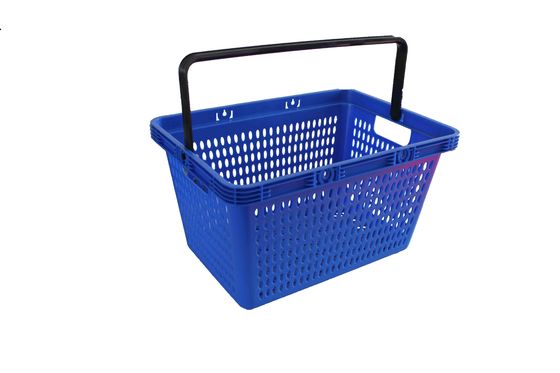 Cina 28L Blue PP Plastic Shopping Baskets With Handles For Supermarkets / Stores pabrik