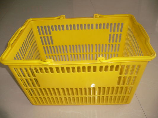 Cina Portable Handheld Yellow Plastic Shopping Basket / Single Carry Handle Baskets pabrik